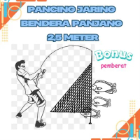 Pancing jaring Ikan segitiga bendera 2,5 meter  ikan nila bader senar ukuran 0,15