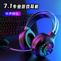 FVG97有線麥克風頭戴式線控耳機粉色游戲彩虹發光電腦7.1聲道耳機425