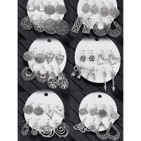2026 Vintage Ethnic Style 4-Piece Earring Set Bohemian Style Stud Earrings New Chinese Style Hong Ko