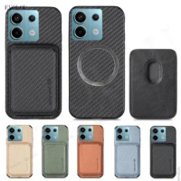For Xiaomi poco X6 pro X 6 5G Magsafe Carbon Fiber Leather Phone Case For POCO X6Pro M5 S Magnetic Wireless Charging Cover