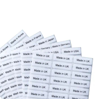 500PCS 30X10mm country of origin stickers with black print Made in Japan USA Korea Made in Germany label custom text