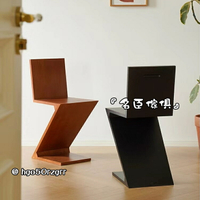 餐椅 靠背椅 小椅子 實木椅 木色中古椅子複刻Zigzagchair設計師款餐椅創意實木靠背椅子Z字型