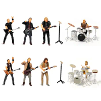 1:64 Tiny Resin Doll Rock Band Singer Guitar Drum Percussion Micro Scene Figurine Toys