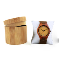 Bamboo Wood Round Watch Box Watch Organizer Boxes for Wood Watch Cylinder Watches Jewelry Display Case Storage Watch Box Holder