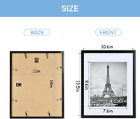 ชุดกรอบรูปสีดำขนาด 11x14 2 ชิ้น แสดงขนาด 8x10 พร้อมแผ่นรองและขนาด 11x14 ไม่มีแผ่นรอง รูปแบบแนวนอนและ