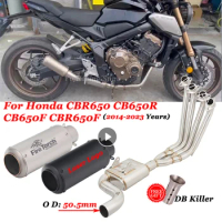 Slip-On For Honda CBR650 CB650R CB650F CBR650F 2014 - 2023 Motorcycle Exhaust Escape Modify Front Link Pipe With Moto DB Killer