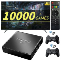 4K Gamebox Video Game Console 10000 Games Emuelec 9 Emulator Retro Game Machine Android Smart TV Box Dual Wireless Controller
