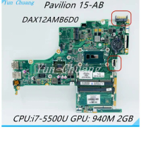 809044-601 809045-601 DAX12AMB6D0 Mainboard For HP Pavilion 15-AB X12A Laptop Motherboard i5 I7-5500U CPU 940M 2GB GPU DDR3L