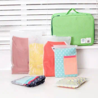 Barrier Translucent Reusable Zip Pocket Space Saver Cloth Storage Pouch Organizer Bag for Traveling Waterproof Moisture