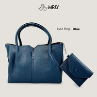 MRLY Lyra Handle Bag PU Leather With Long Strap & Wallet Tas Tangan Cantik Kecil Muat Banyak Blue