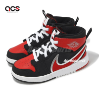 Nike 童鞋 Jordan 1 Mid RM EasyOn PS 中童 黑 紅 中筒 休閒鞋 喬丹 FQ1282-006