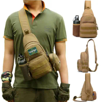 Military Tactical Sling Bag Men Outdoor Hiking Camping Shoulder Bag Army Hunting Fishing Bottle Pack Chest Sling Molle Backpack