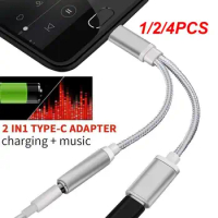 1/2/4PCS In 1 USB C Cable Type-C To 3.5mm Connector Adapter Type C To 3.5 Mm Charger Headphone Audio Jack for Mobile Phone