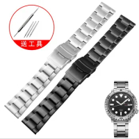 2022 High Quality 316L Stainless Steel Watchband 22mm Matt Silver Black Solid Links Bracelet Fit For Seiko PROSPEX Watch Stock
