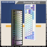 New Xinmeng M71 V2 Mechanical Keyboard Three Mode Aluminium Alloy RGB Wireless Bluetooth 71keys Hot Swap Gaming Keyboard Office