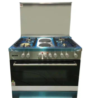 4 burners and 2 electronic hot plates free standing commercial kitchen gas range stove cooker with oven grill