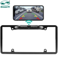 GreenYi WiFi US License Plate Rear View Camera 5G Wireless 720P HD Car Backup Reverse Cam for iPhone iPad Android Smart Phones