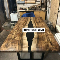 Meja makan resin 200cm/ Meja Resin Trembesi/ Meja Makan Resin Kayu Furniture