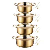Korea Ramen Pot with Handles Fast Heating with Cover Seafood Troop Pot Noodles Cooking Pot Kimchi Soup Pot for Camping Stew Soup