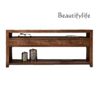 American-Style Mid-Ancient Console Lobby Large Apartment a Long Narrow Table Retro Solid Wood Sideboard High TV Cabinet