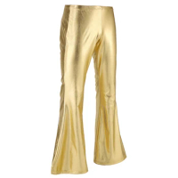 Plus Size S-7XL Shiny Metallic Disco Pants Bell Bottom Flared Long Pants Trousers Men's Flare Pants Flared Bell Pants Clubwear