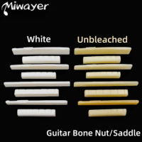 Guitar Bridge 1pairs 6/12 String Acoustic, Classical, YMH Real Bone Guitar Nut Saddle, Unbleached and White, Made of Bovine Bone