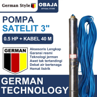 German Style Pompa Satelit 3 inch 0.5 HP + Kabel 40 Meter / Pompa Submersible 3\ 0.5 HP + Kabel Impe