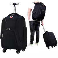 18 Inch Soft Canvas Women's Travel Bag With Wheels Trolley Laptop Luggage Bag Tourist Backpack Boarding Case Free Shipping