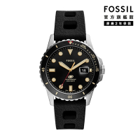 FOSSIL Blue 運動時尚潛水手錶 黑色矽膠錶帶 42MM FS5947