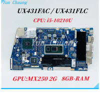 NB8621 PCB UX431FAC UX431FLC Mainboard For Asus UX431FLC UX431FAC UX431FL Laptop Motherboard With i5 i7 CPU 8G/16G RAM MX250 2GB