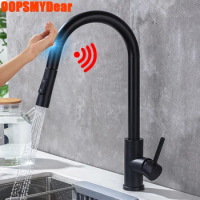 Touch Sensor Faucet Kitchen Pull Out Intelligent Tap Sink Hot Cold Water Mixer Crane Deck Mounted SUS304 Stainless Steel Faucets