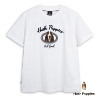 【Hush Puppies】男裝 上衣 立體草寫英文刺繡圖騰狗上衣(白色 / 53110105)
