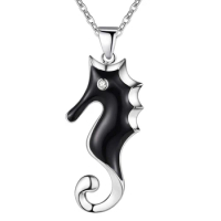black sea horse cute wholesale silver plated Necklace New Sale silver necklaces &amp; pendants /PRWJGWAB PFGCQOGB