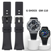 Sports Silicone GM110 Watch Strap and G-SHOCK Small Steel Cannon GM-110GB Resin Rubber WatchBand 16mm Bracelet Black Accessories