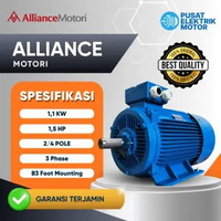 Dinamo Elektrik Motor Alliance Motori 1,1 KW, 1,5 HP, 3 Phase 2 POLE