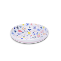 堯峰陶瓷 日本美濃燒 8吋水盤-花舞 圓盤| 淺盤碟 菜盤 | 輕食族待客適用 | 野餐擺盤適用