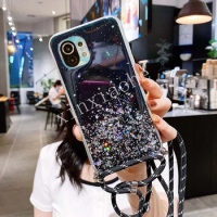 Phone case For XIAOMI Mi 11 Lite 5G Mi11 Pro Style Lanyard Bling Glitter Soft Tpu Transparent Cover