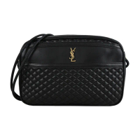 【YSL】VICTOIRE 絎縫小羊皮相機包(黑色)