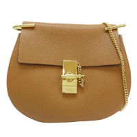 【二手名牌BRAND OFF】Chloe 克羅伊 棕色 牛皮 肩背包