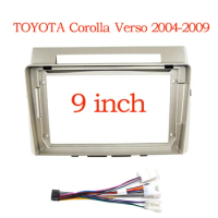 9 Inch 2 DIN Car DVD Radio Frame Fascias Android Audio Dash Panel Kit with Harness For Toyota Verso Corolla 2004-2009