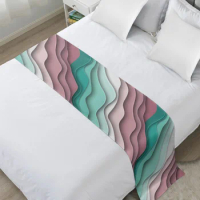 Green Gradient Geometric Bed Runner Home Hotel Decoration Bed Flag Wedding Bedroom Bed Tail Towel