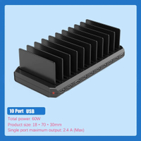 Multi USB Charger Station 10 Port 2.4A MAX Charge Hub with Stand Wall Charger For Universal Mobile P