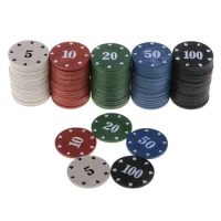 100Pcs Round Plastic Chips Casino Poker Card Game Baccarat Counting Accessories Dice Entertainment Chip 5/10/20/50/100 Drop Ship