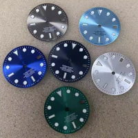 28.5mm NH35 Dial S logo Sunbrust Sunray Dial Face For Seiko Oyster PERPETUAL DATE NH35A NH36 Automatic Movement Green Luminous
