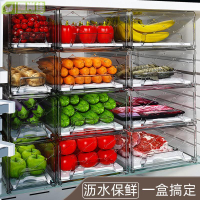 【冰箱抽屜收納盒】抽屜式冰箱收納盒果蔬透明保鮮盒肉類食物雞蛋保鮮密封冷凍儲物盒