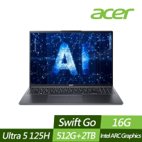 ACER 宏碁 SFG16-72-59MH 16吋效能筆電 (Ultra 5 125H/16G/512G+2TB PCIe SSD/Win11/特仕版)