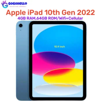95% New Original Apple iPad 2022 Unlocked iPad 10th Gen Wifi+Cellular 64GB 4GB 10.9'' A14 Bionic 7606 mAh Liquid Retina IPS LCD