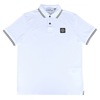Stone Island 經典LOGO標籤棉質短袖POLO衫(男款/白x黑)