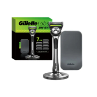 【Gillette 吉列】極光刮鬍刀組(刀架X1+刀頭X7+底座X1+旅行盒X1)