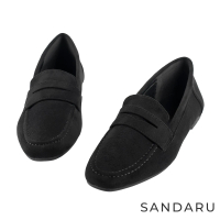 預購 SANDARU 山打努 樂福鞋 復古質感麂皮懶人鞋(黑)